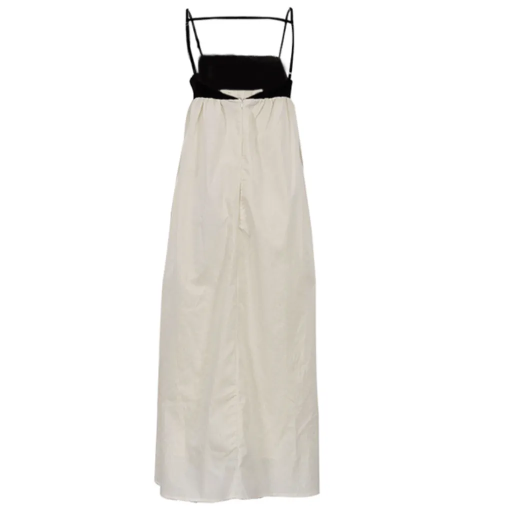 Color Block Spaghetti Strap A Line Maxi Dress
