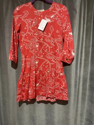 Current Elliot Red Bandana Print 3/4 Sleeve Open Back Mini Dress