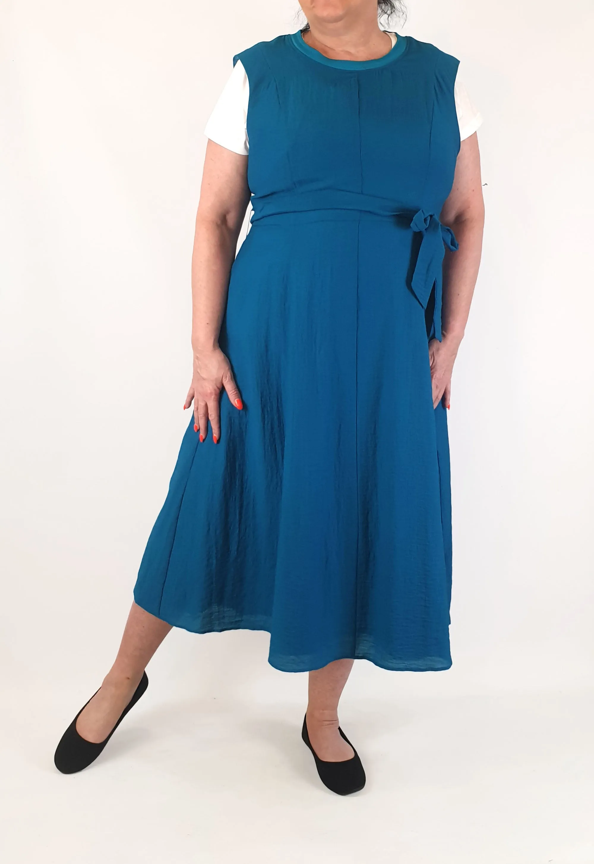 David Lawrence beautiful teal blue sleeveless dress size 16