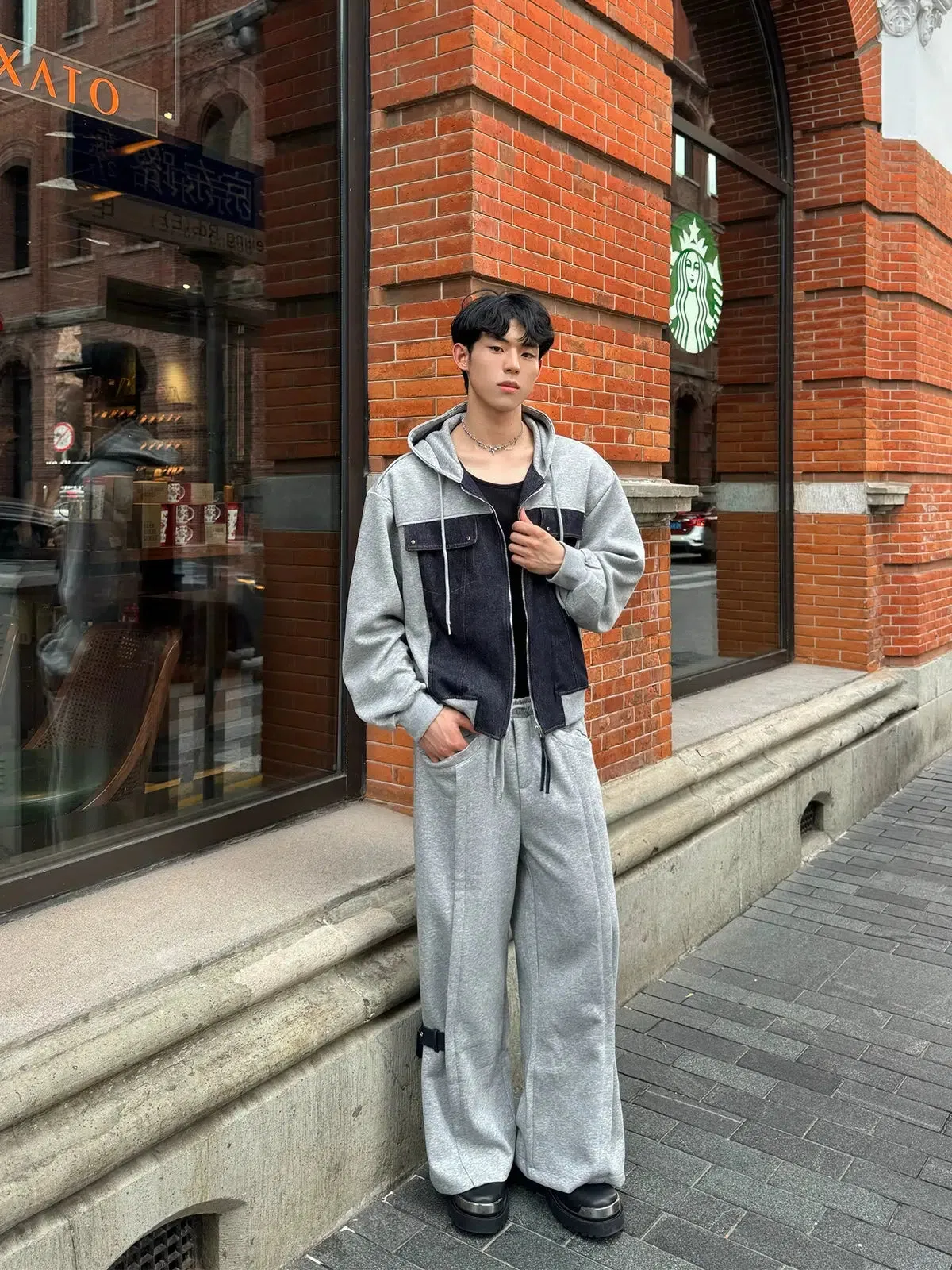 Denim Patchwork Fashion Suit