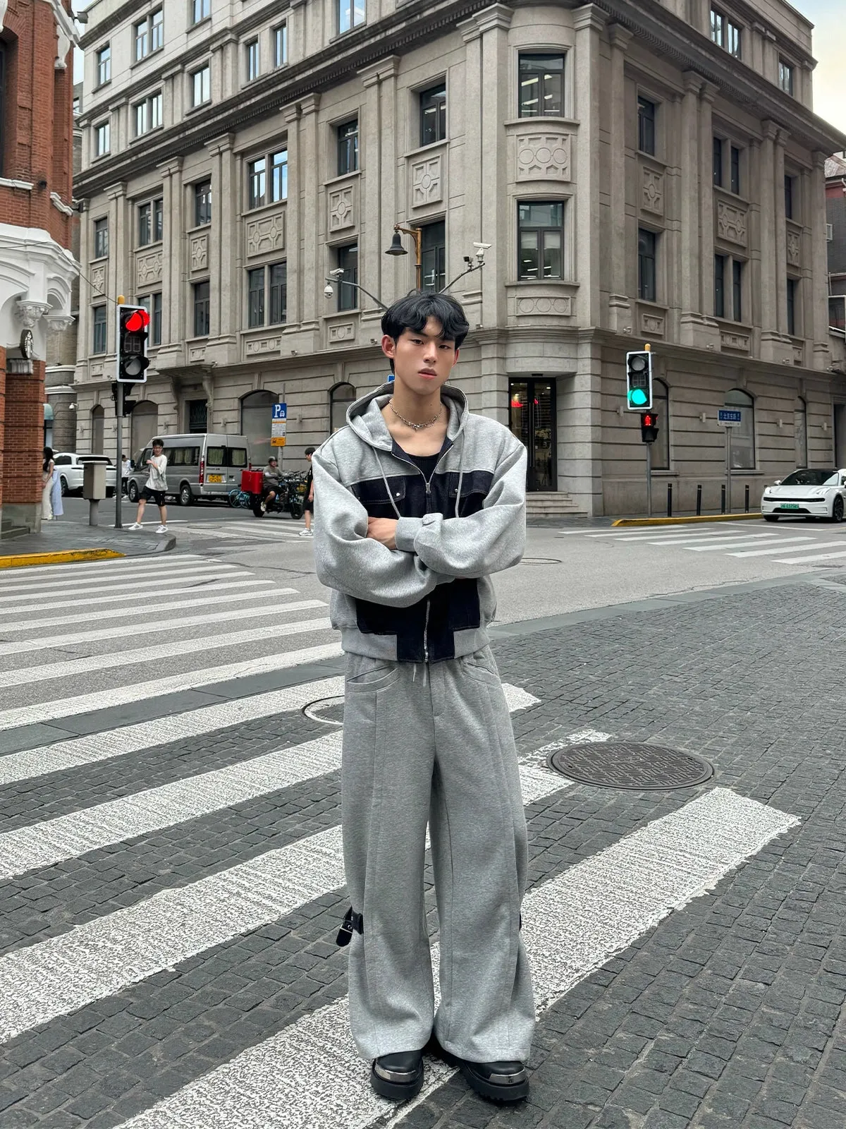 Denim Patchwork Fashion Suit