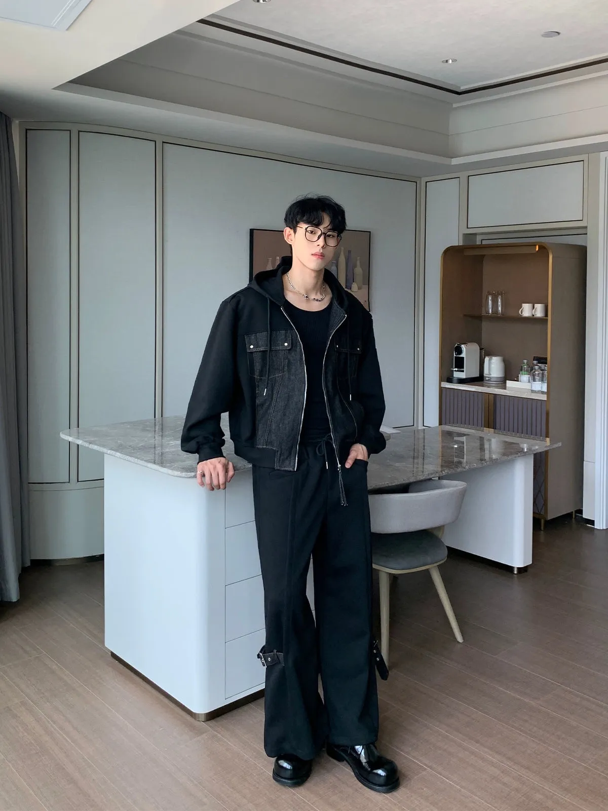 Denim Patchwork Fashion Suit
