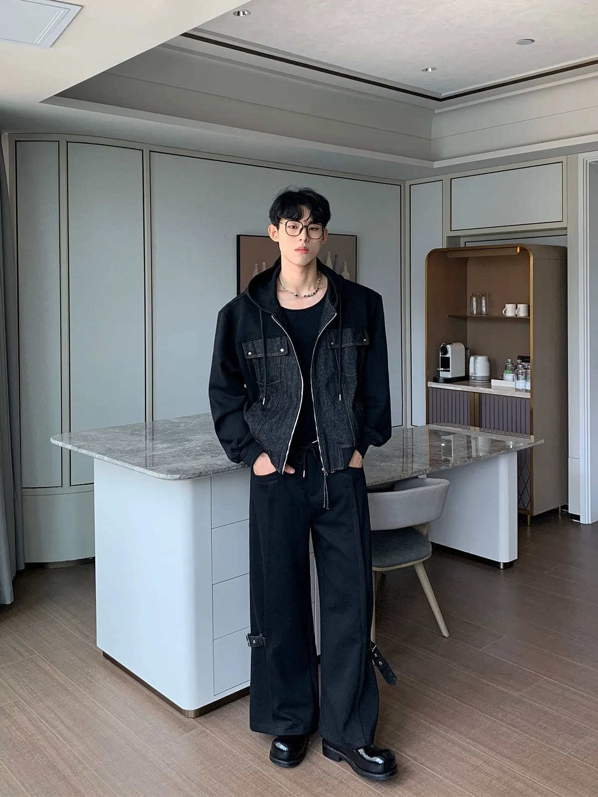 Denim Patchwork Fashion Suit
