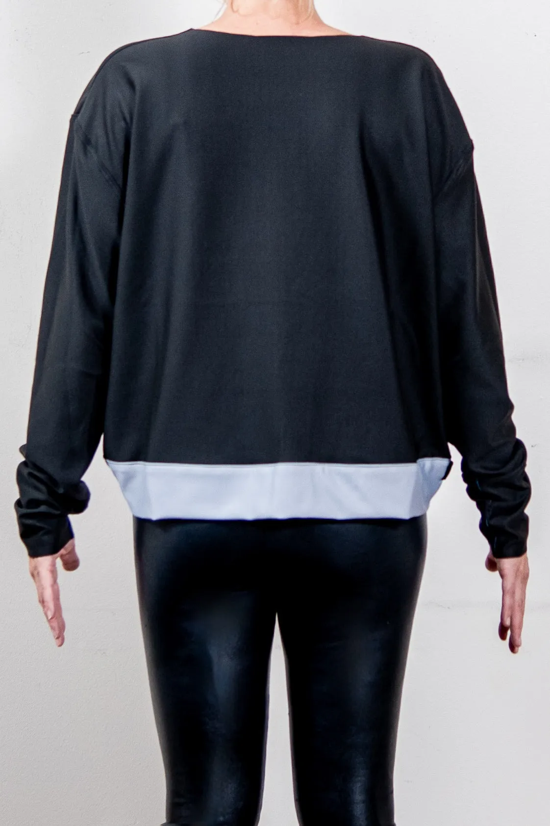 DETROIT SILVER & BLUE SKYLINE REVERSIBLE HI-LO SWEATSHIRT