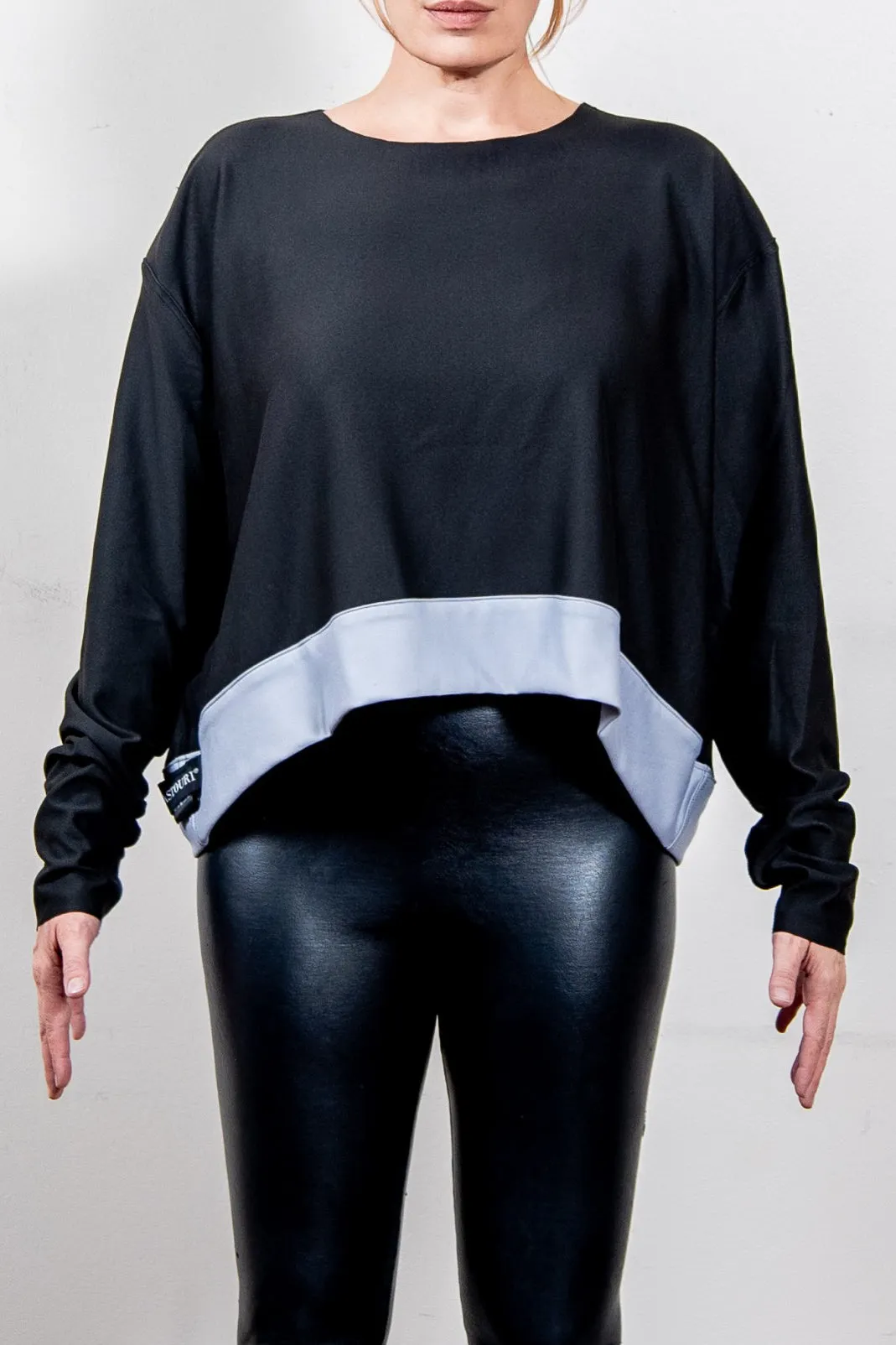 DETROIT SILVER & BLUE SKYLINE REVERSIBLE HI-LO SWEATSHIRT