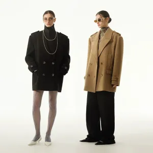 Double-Breasted Woolen Coat