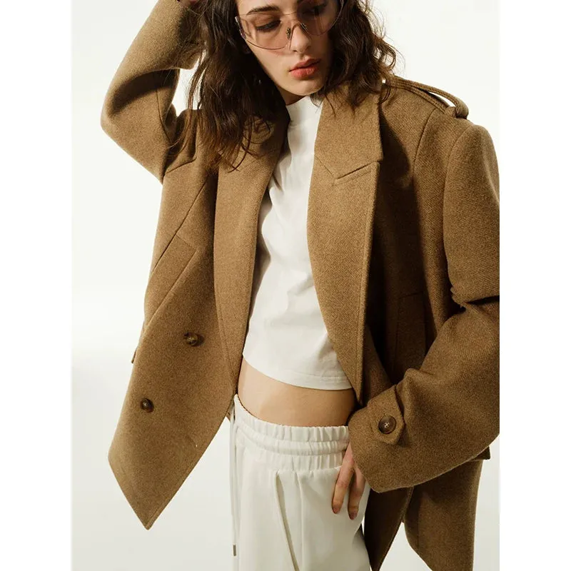 Double-Breasted Woolen Coat