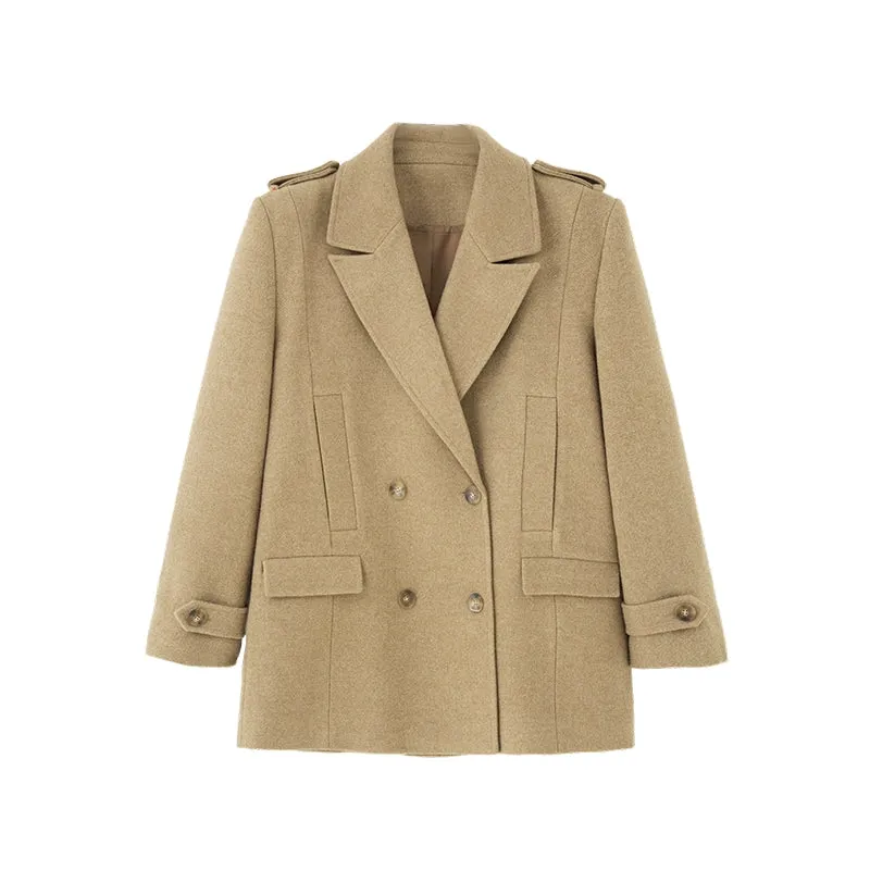 Double-Breasted Woolen Coat