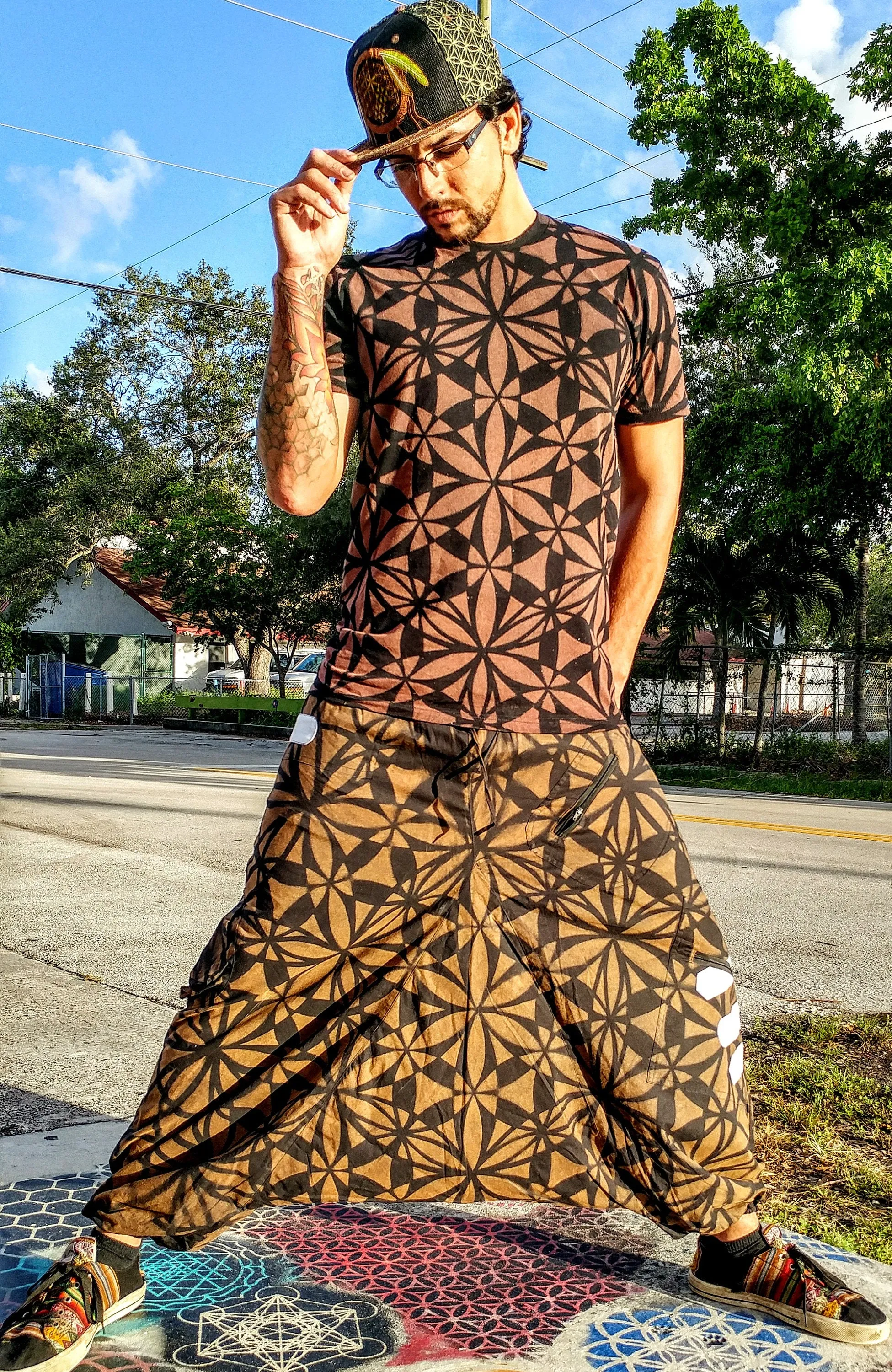 Double Flower of Life Harem Pants