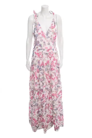 Dress the Population Pink and White Embroidered Flower Maxi Dress SZ XL NWT