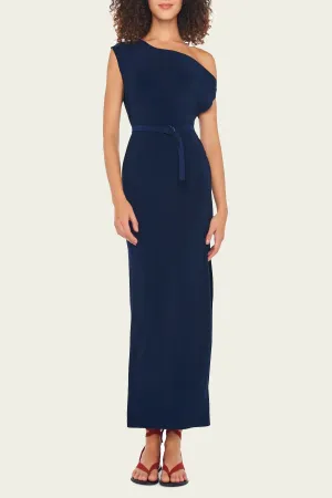 Drop Shoulder Gown in True Navy