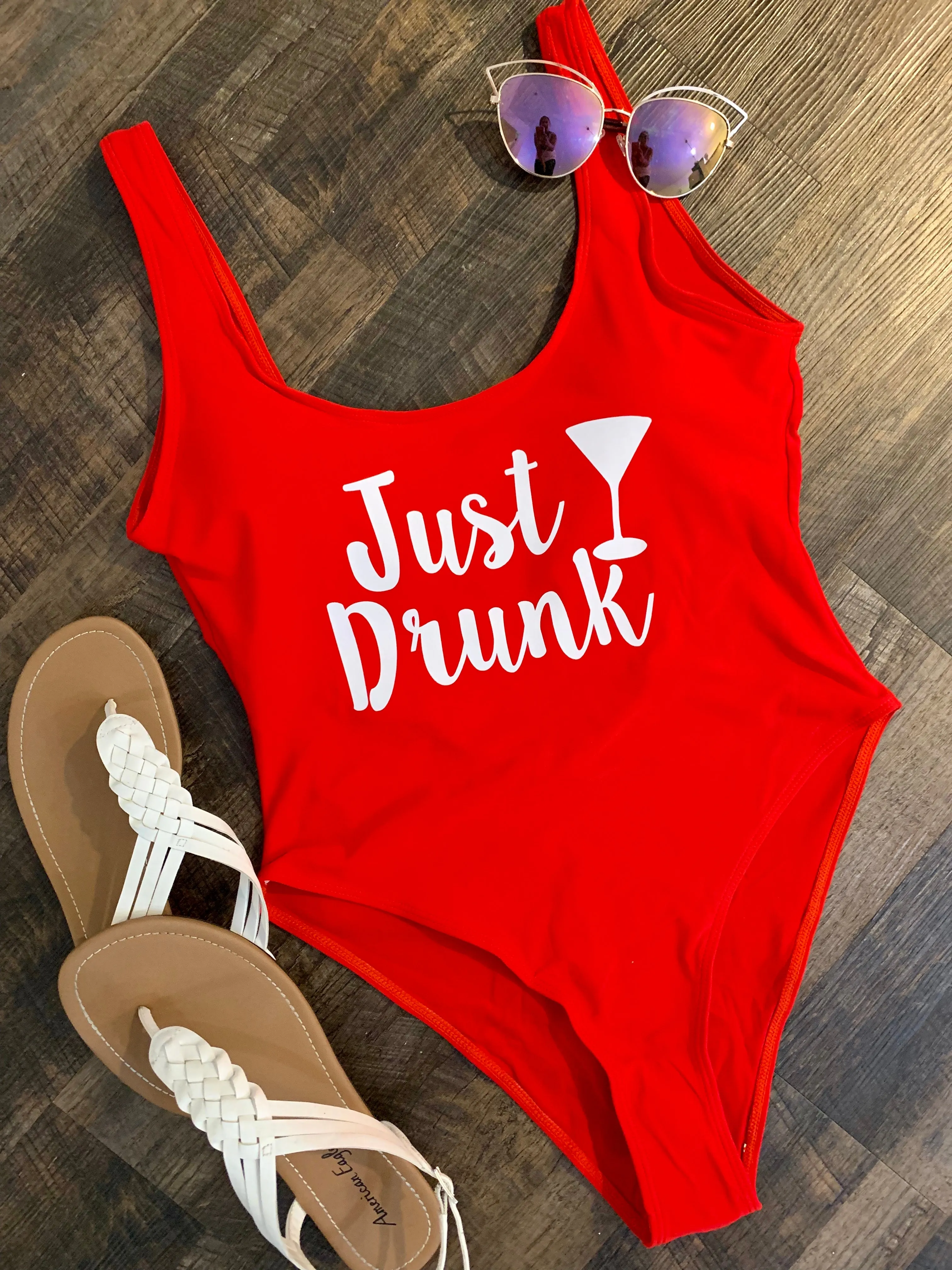 Drunk In Love, Just Drunk One Piece Matching Bathing Suits for Bridal Party