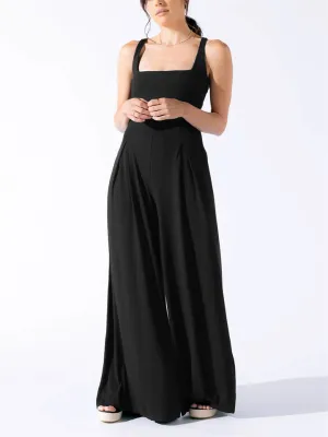 Elegant Square Neck Sleeveless Wide Leg Jumpsuit for Women