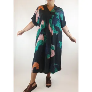 Elk stunning pre-owned Kaftan style "Cactus" print dress size 14