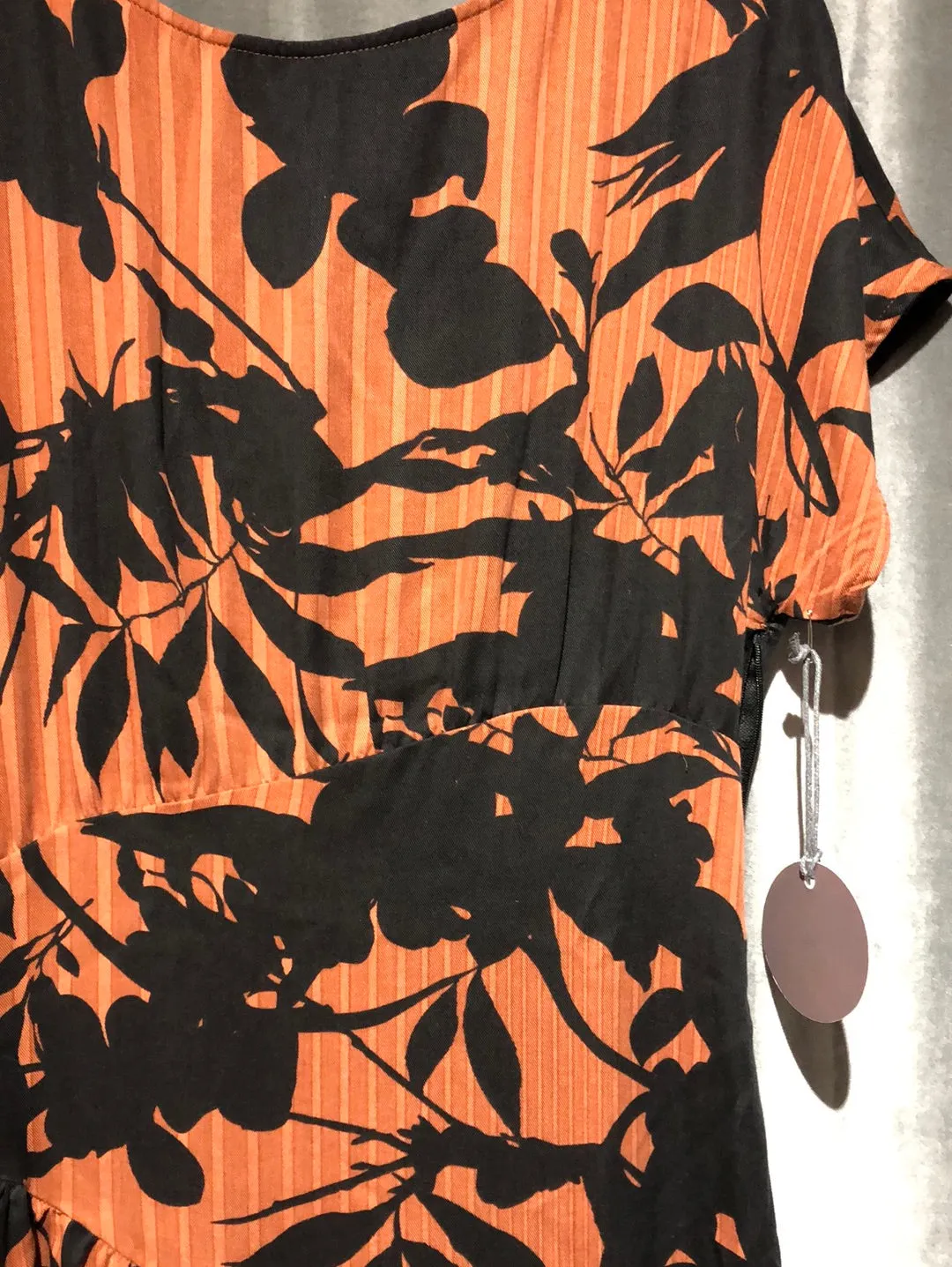 Eva franco Short Sleeve Brown and Black Maxi Dress