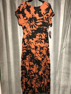 Eva franco Short Sleeve Brown and Black Maxi Dress