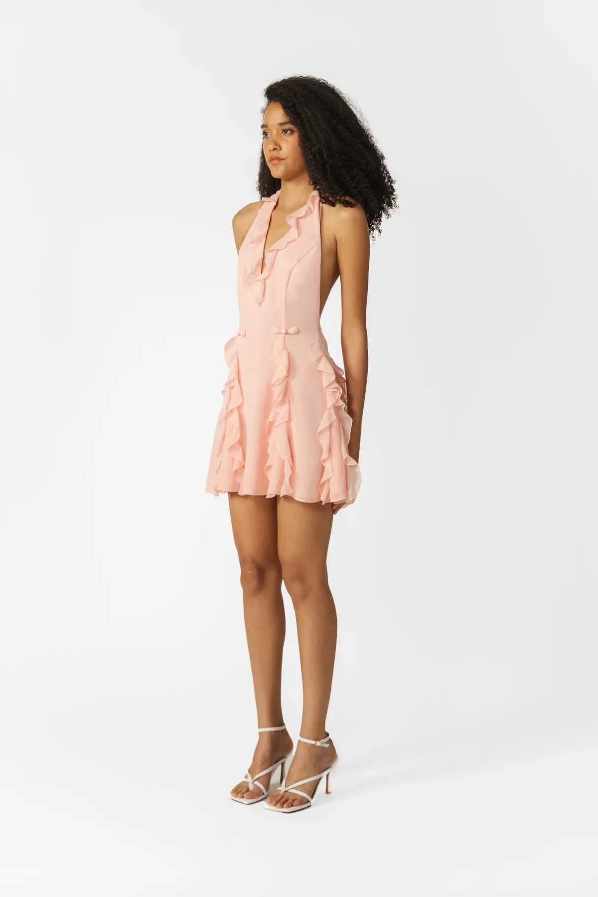 Fefe Ruffled Mini Dress in Baby Pink