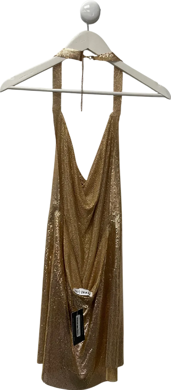 Feme Luxe Metallic Chainmail Mini Dress UK 8