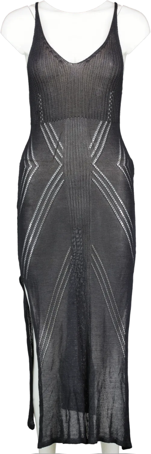 Flook The Label Black Fine Crochet Maxi Dress UK XS/S