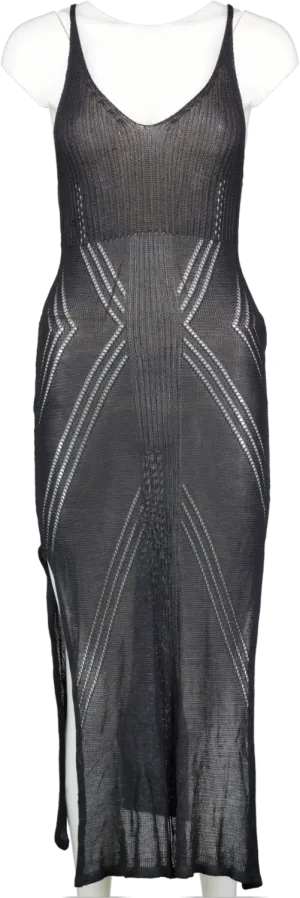 Flook The Label Black Fine Crochet Maxi Dress UK XS/S