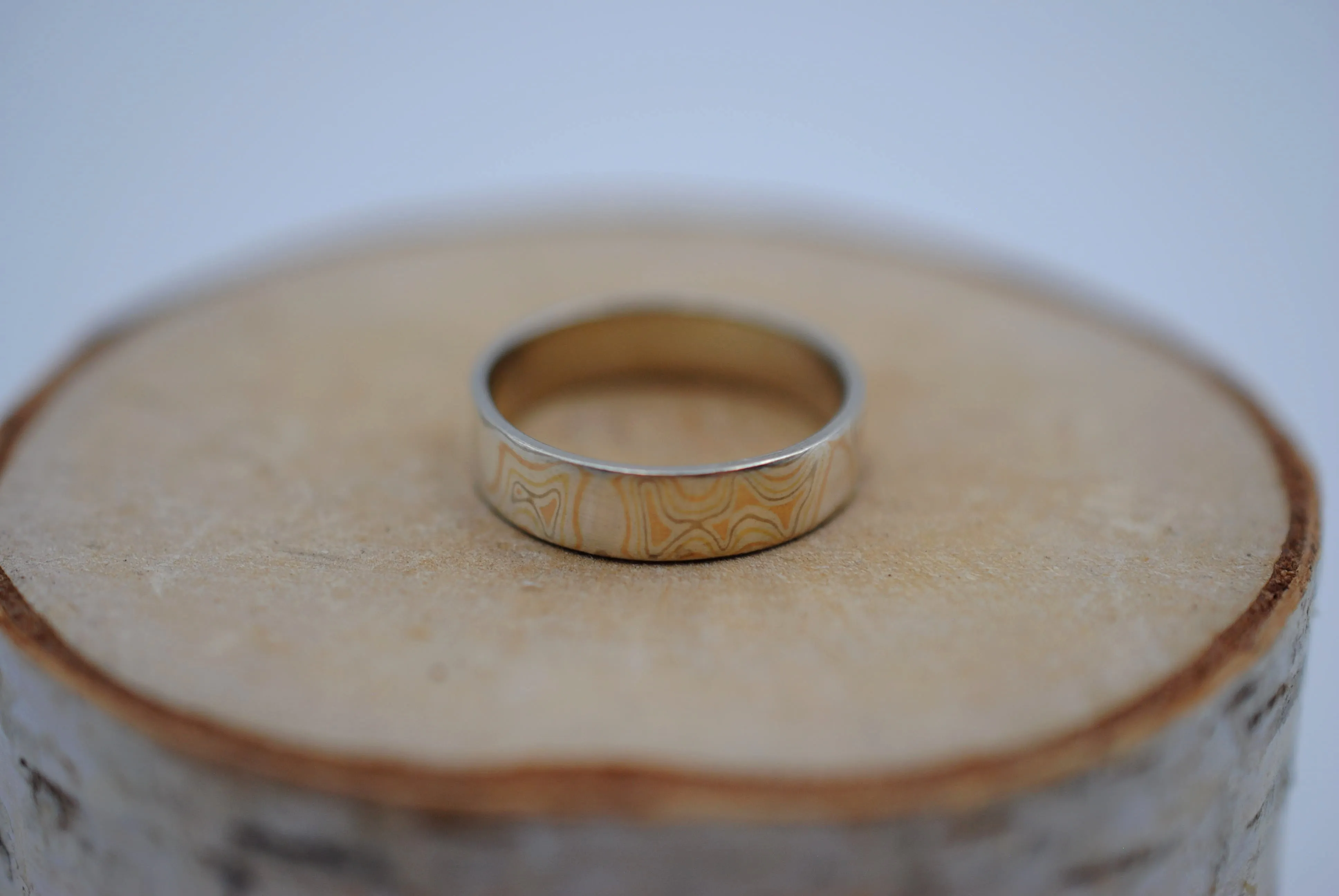 Four Tone Gold Mokume Gane Womens Band