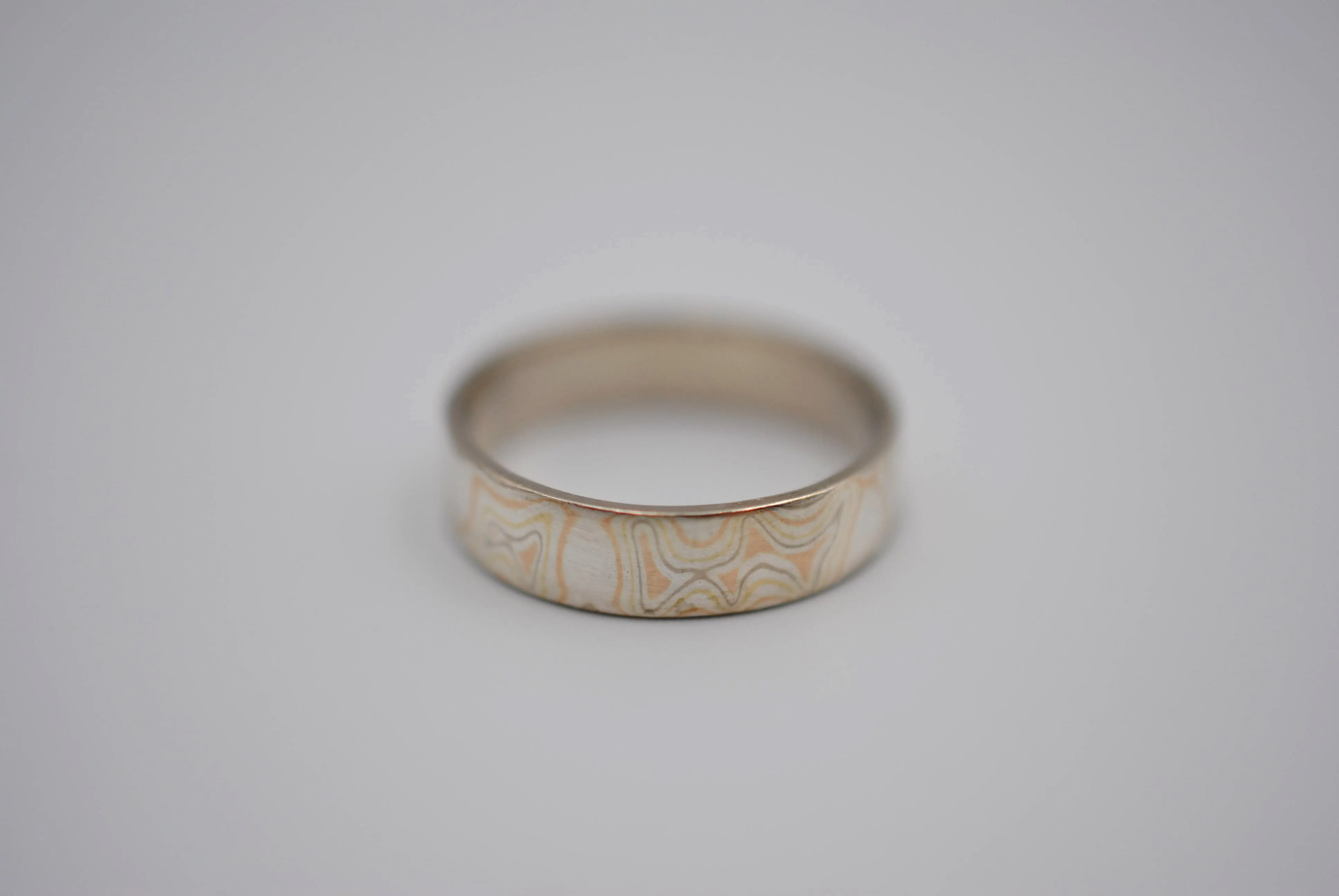 Four Tone Gold Mokume Gane Womens Band