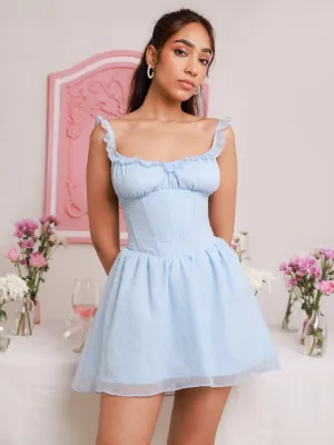 Frill Detailed Bustier Mini Dress