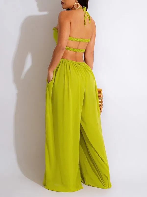Gorgeousladie Halter Wide-Leg Jumpsuit