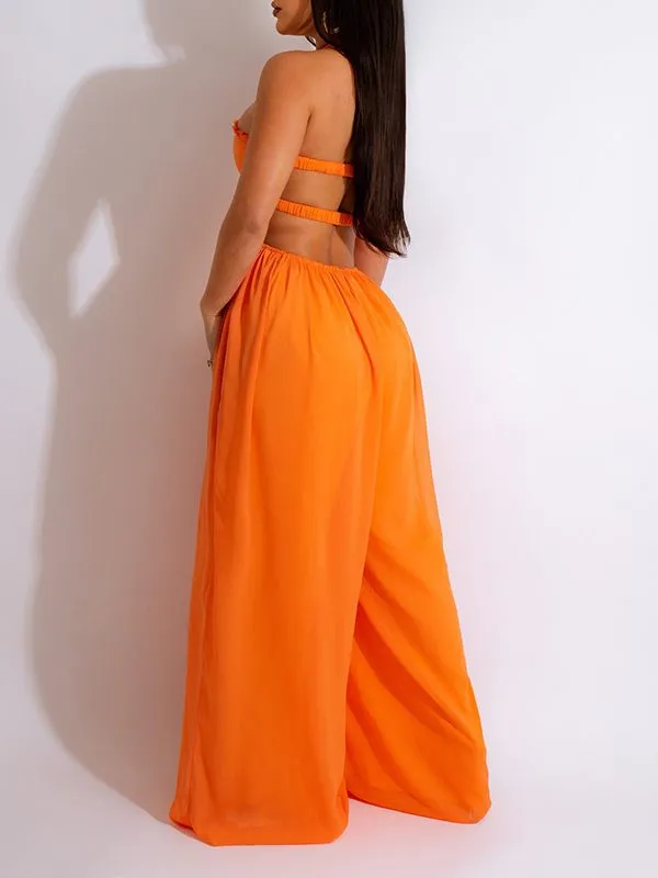 Gorgeousladie Halter Wide-Leg Jumpsuit