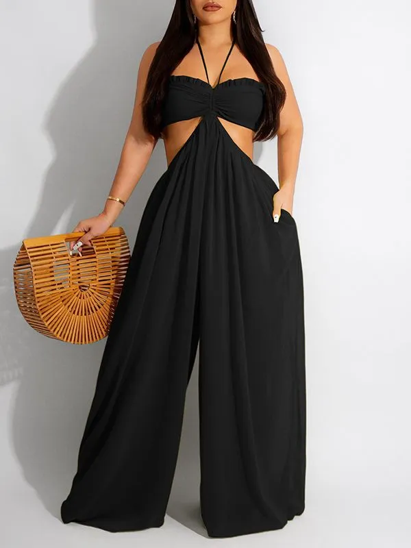 Gorgeousladie Halter Wide-Leg Jumpsuit