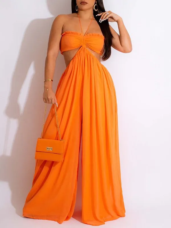 Gorgeousladie Halter Wide-Leg Jumpsuit