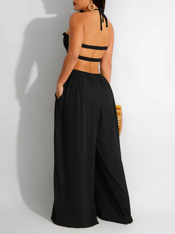 Gorgeousladie Halter Wide-Leg Jumpsuit