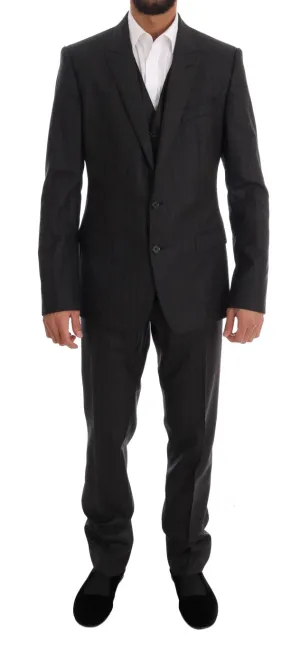 Gray Striped Two Button MARTINI 3 Piece Suit