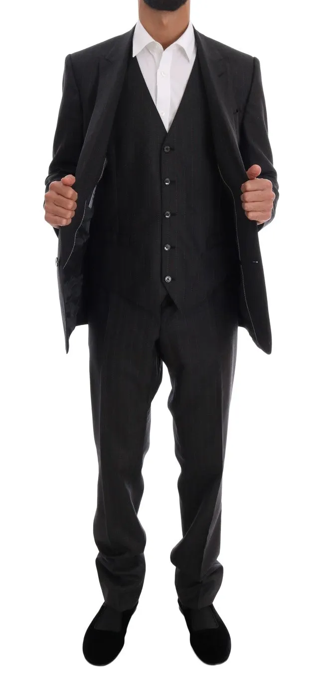 Gray Striped Two Button MARTINI 3 Piece Suit