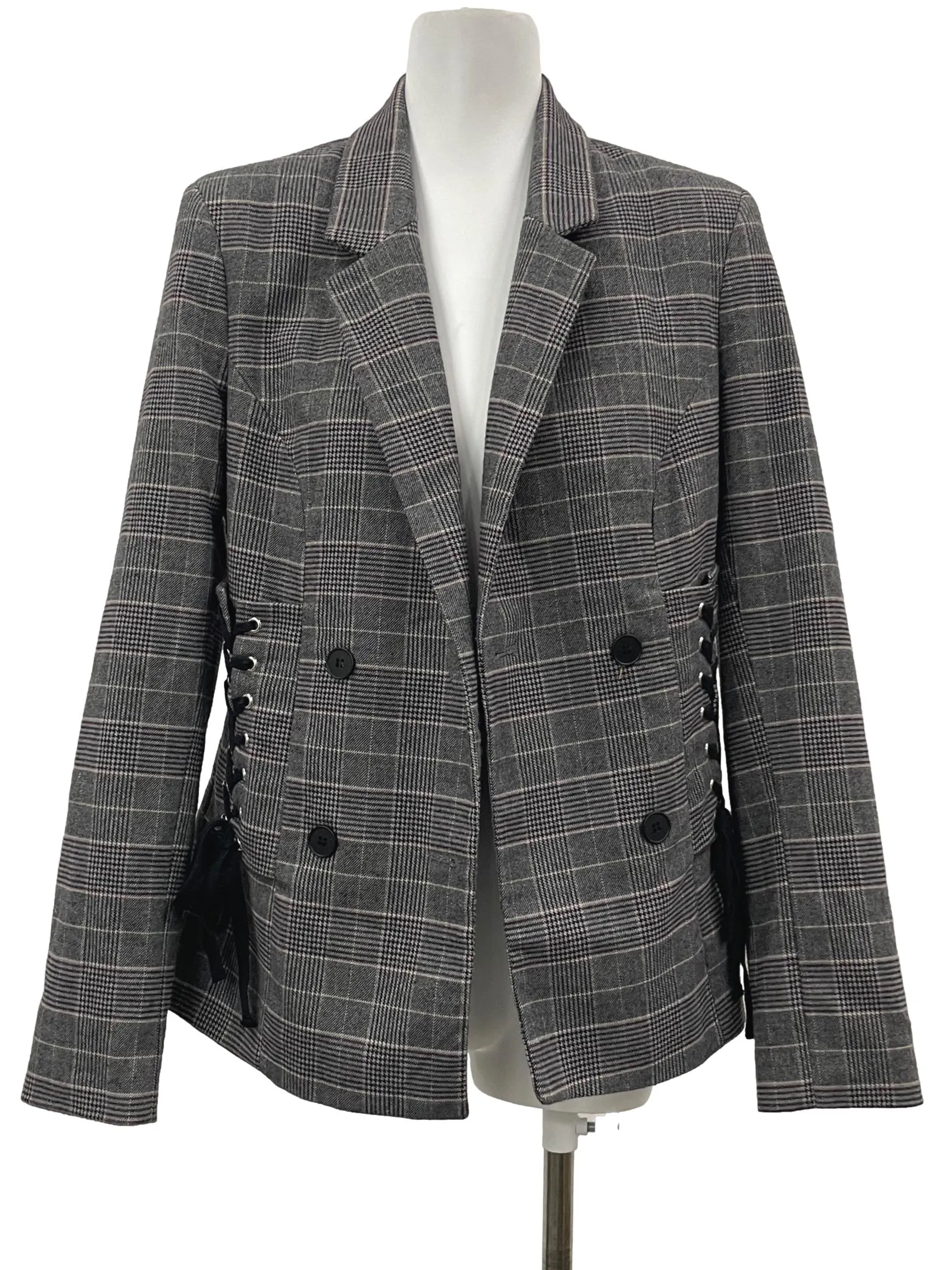 Grey Checkered Plait Blazer