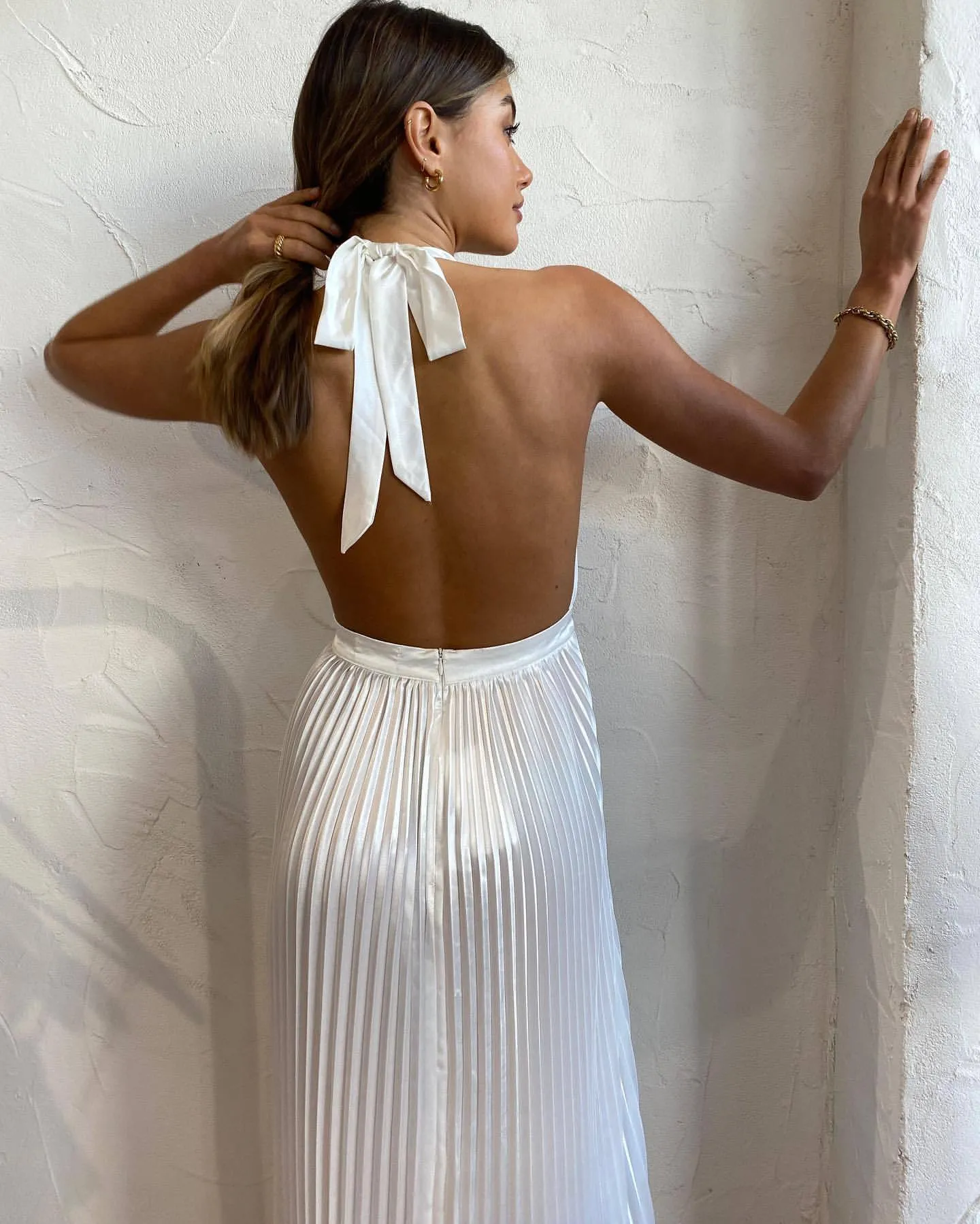 Halter Irregular Hem Pleated Party Maxi Midi Dresses