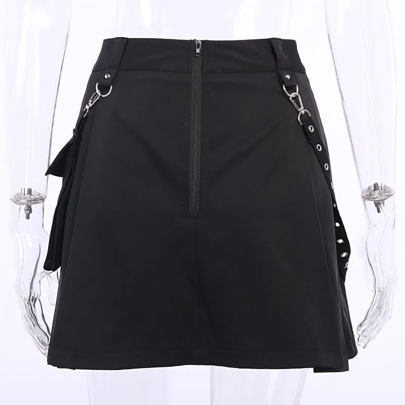 Harajuku Punk Style Semi-High Waist Mini Skirt