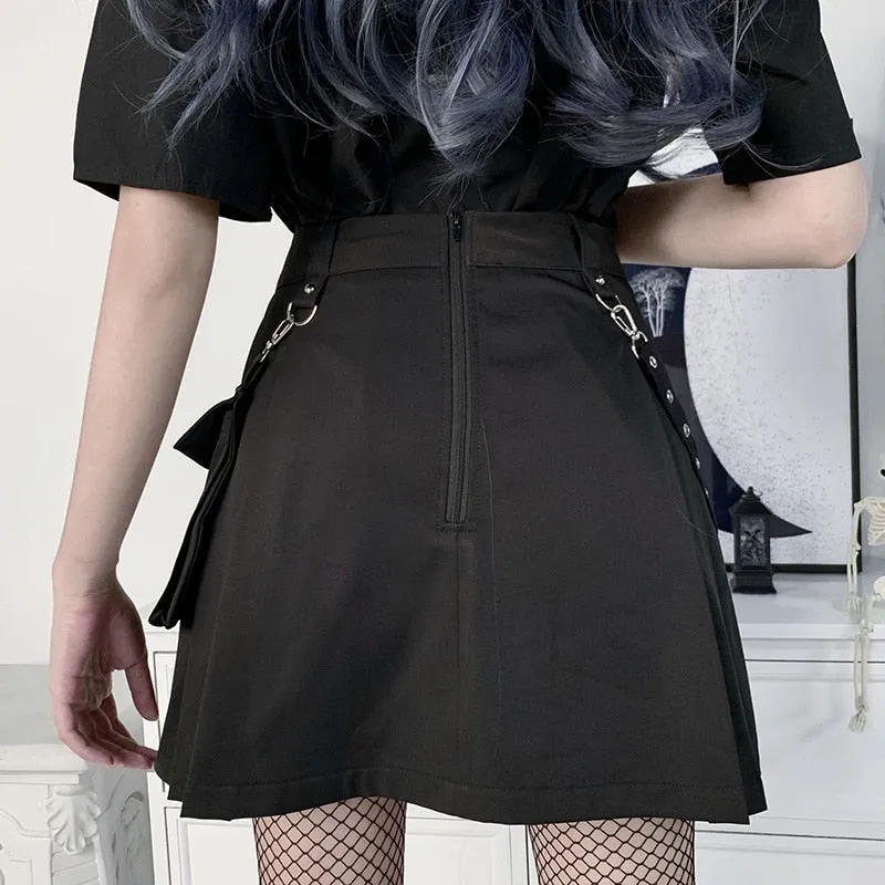 Harajuku Punk Style Semi-High Waist Mini Skirt