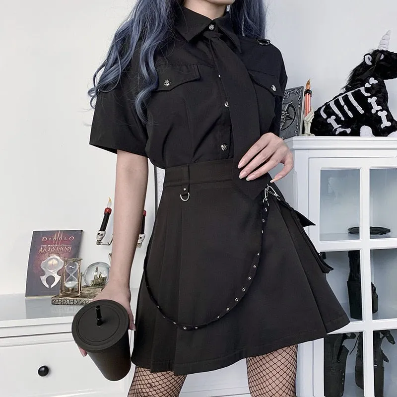Harajuku Punk Style Semi-High Waist Mini Skirt