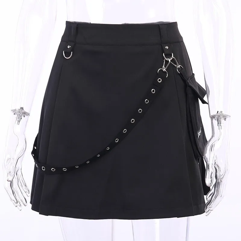 Harajuku Punk Style Semi-High Waist Mini Skirt