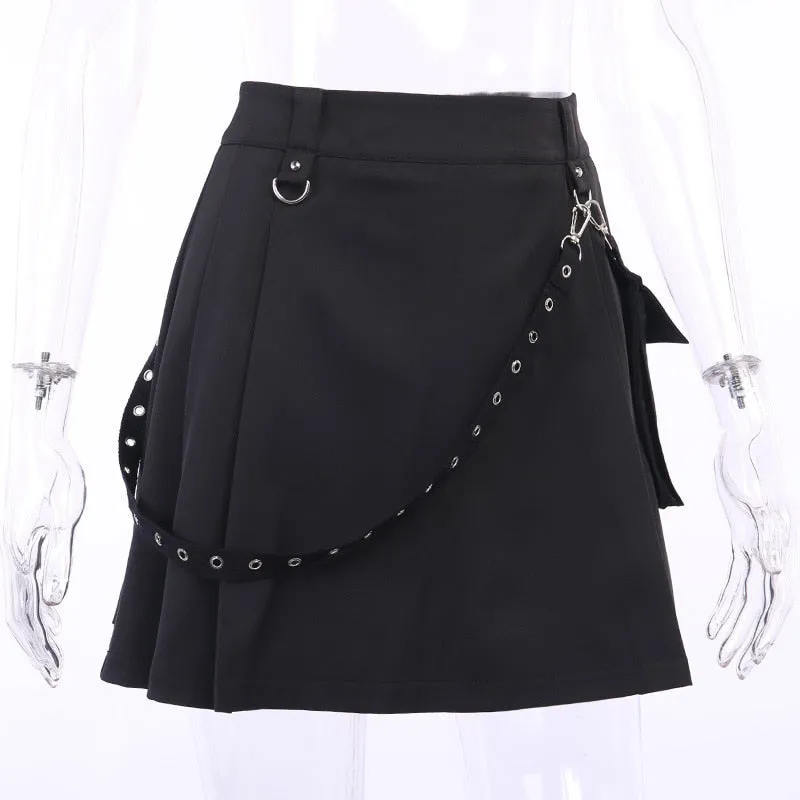 Harajuku Punk Style Semi-High Waist Mini Skirt