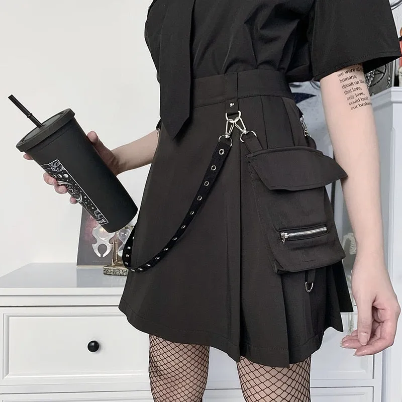 Harajuku Punk Style Semi-High Waist Mini Skirt