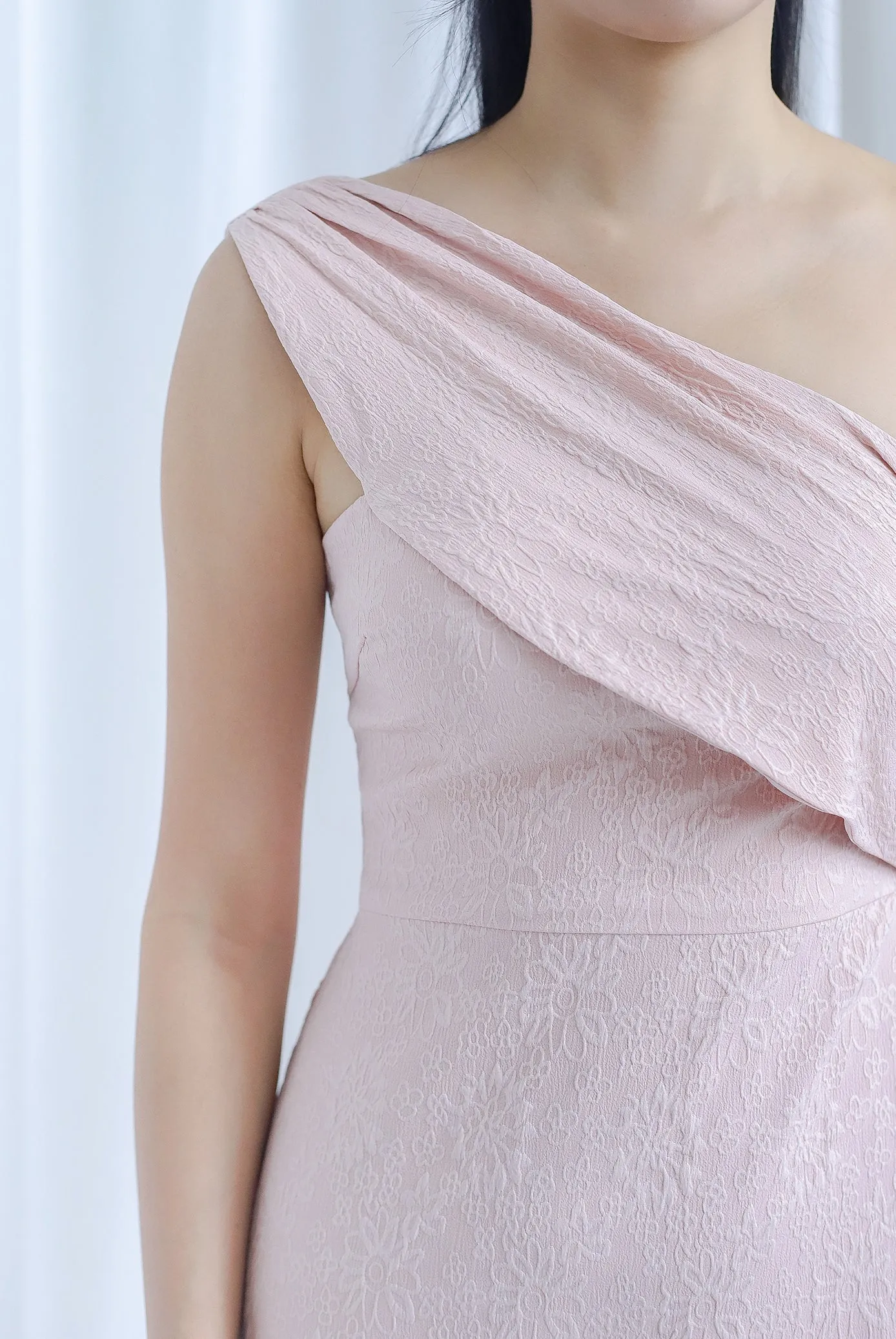 Harmony Emboss Toga Dress In Pink