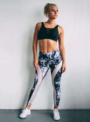 High Waist Mesh Legging - Marble : Yashel Athletics
