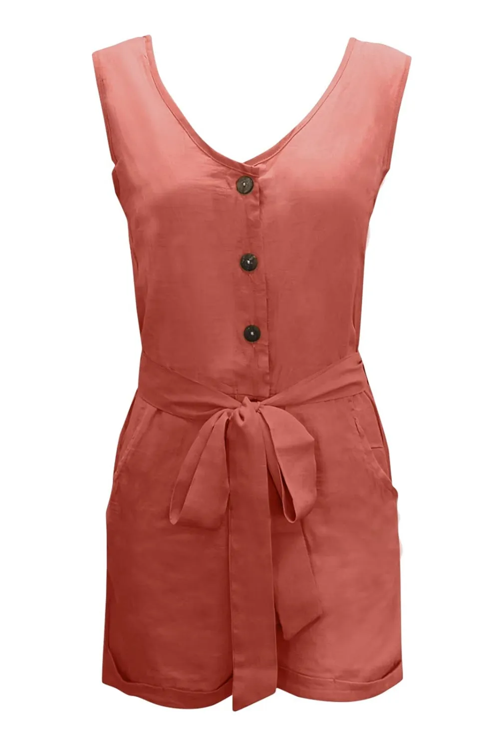 Holland Full Size Tied V-Neck Sleeveless Romper with Pockets