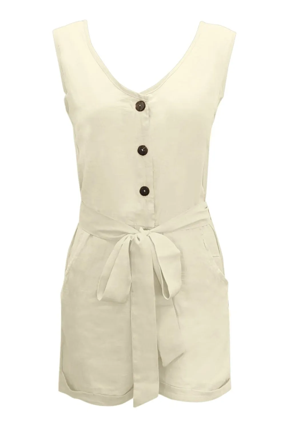 Holland Full Size Tied V-Neck Sleeveless Romper with Pockets