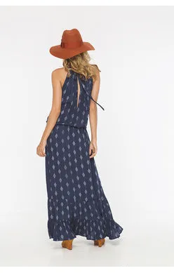 Indah Summer Printed Halter Maxi Dress | Indigo/Diamond