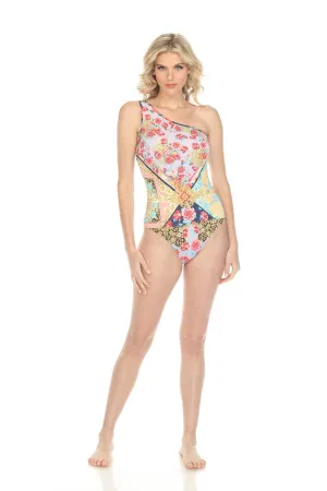 Johnny Was Raina One-Shoulder One Piece Swimsuit Boho Chic CSW1722-Y