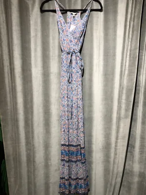JOIE Spaghetti Strap Racerback Floral Maxi Dress with Pleated Bottom