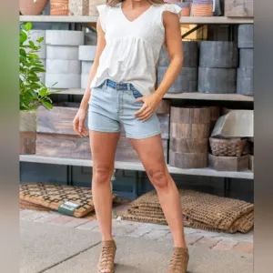 Judy Blue HR Color Block Light Dark Wash Denim Shorts No Distressing  S-3XL NEW